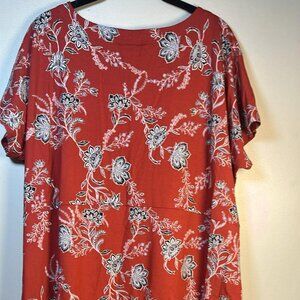 Plus Sz 2X J Jill Wearever Floral Dress Short Sleeve Resort Vacation Comfort